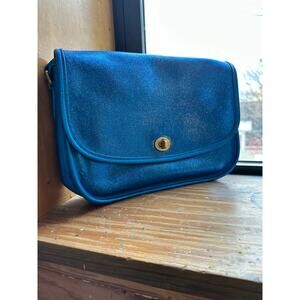 COACH Vintage Upcycled City Bag 9790 Metallic Blue Leather Crossbody 90s USA Bag
